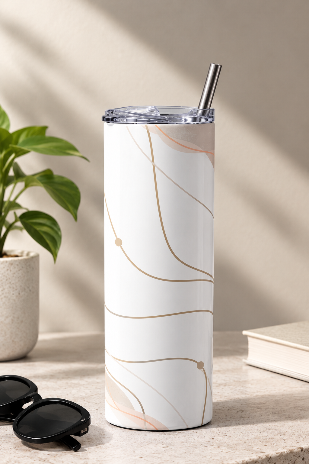 Contour Flow Stainless Steel Tumbler – White