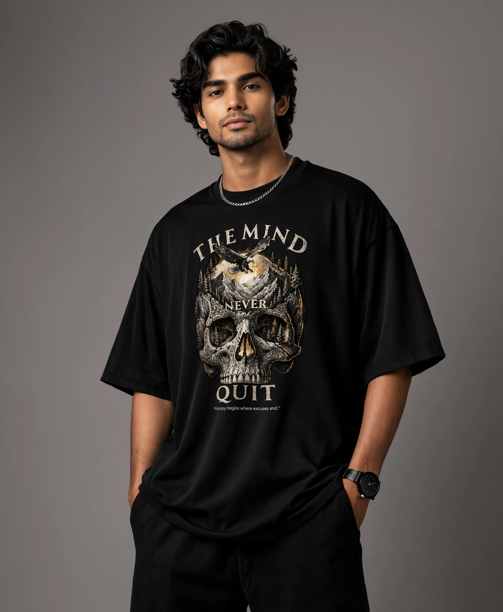 The Mind Never Quit | Oversized tee